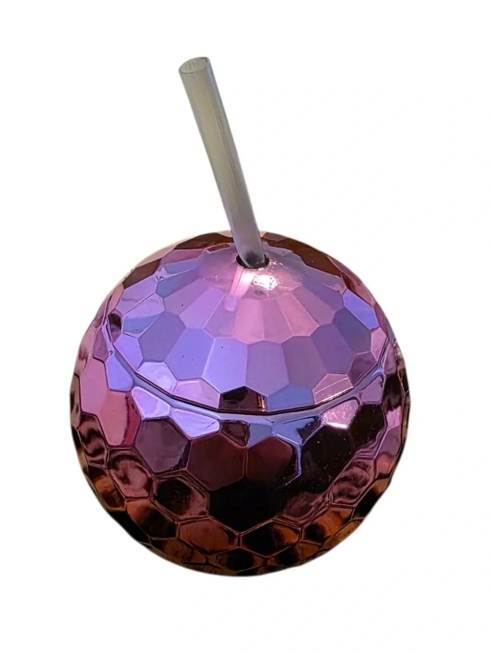 Iridescent Pink Ball Tumbler with Straw - Home Party Supplies